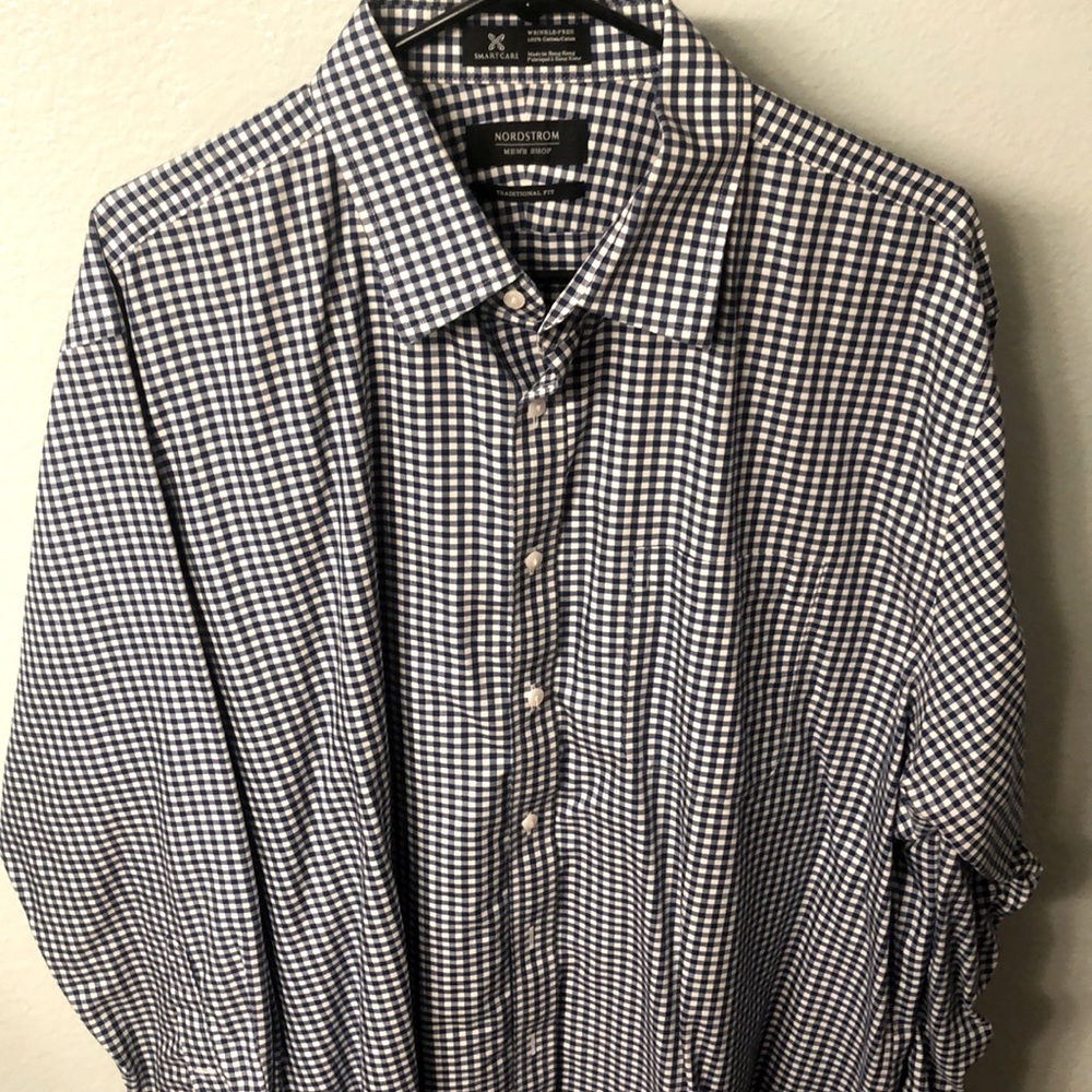 Nordstrom’s mens blue checkered shirt
